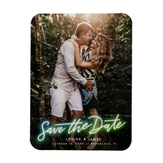 Neon Vertical Photo Save the Date Magnet マグネット (縦)