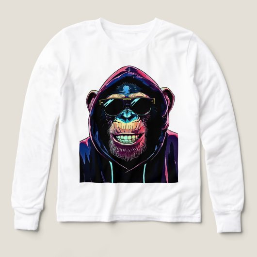 Neon Vibe – Stylish Chimpanzee in Hoodie and Sungl (デザイン正面)