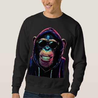 Neon Vibe – Stylish Chimpanzee in Hoodie and Sungl スウェットシャツ