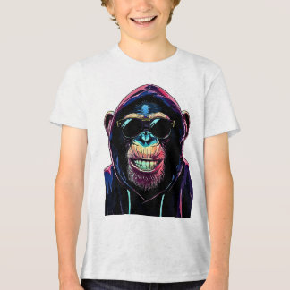 Neon Vibe – Stylish Chimpanzee in Hoodie and Sungl トライブレンドＴシャツ