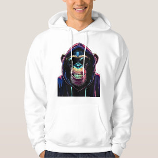 Neon Vibe – Stylish Chimpanzee in Hoodie and Sungl パーカ