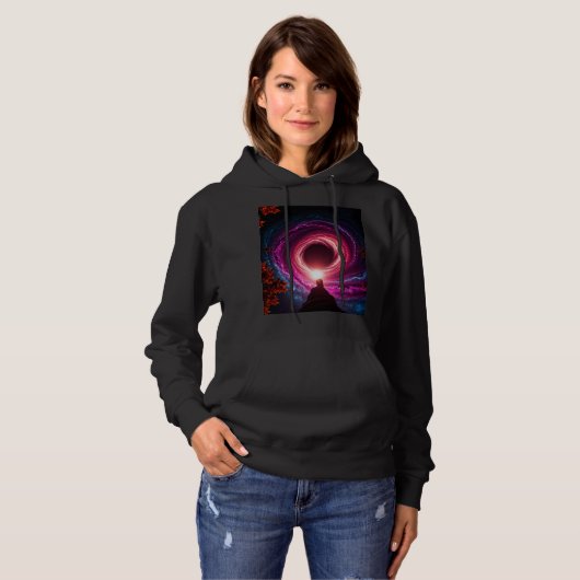 "Neon Void Galaxy" Hoodie — Cosmic Vortex Design | パーカ (正面フル)