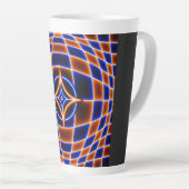 Neon Vortex Star Optical Illusion – Blue Orange Gl カフェラテマグ (右アングル)