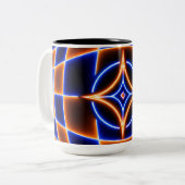 Neon Vortex Star Optical Illusion – Blue Orange Gl ツートーンマグカップ (正面左)