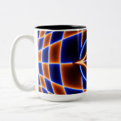 Neon Vortex Star Optical Illusion – Blue Orange Gl ツートーンマグカップ (左)