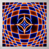 Neon Vortex Star Optical Illusion – Blue Orange Gl ポスター (正面)