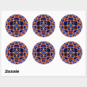 Neon Vortex Star Optical Illusion – Blue Orange Gl ラウンドシール (シート)