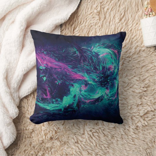 Neon Vortex Throw Pillow クッション (ブランケット)