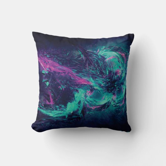 Neon Vortex Throw Pillow クッション (正面)
