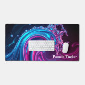 Neon Wave Futuristic Cyberpunk Gaming  デスクマット (キーボード&マウス)