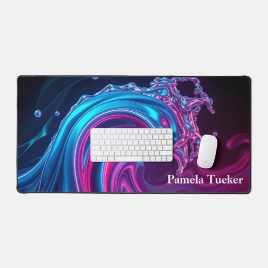 Neon Wave Futuristic Cyberpunk Gaming  デスクマット (キーボード&マウス)
