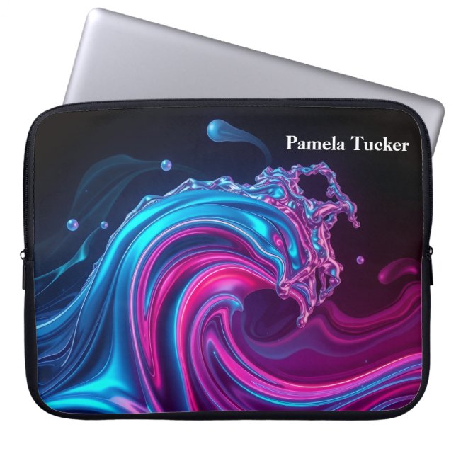Neon Wave Futuristic Cyberpunk Gaming  ラップトップスリーブ (正面)
