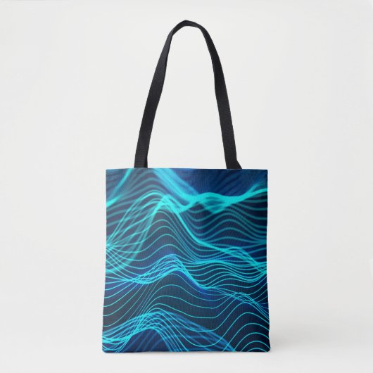 Neon waves of numerous abstract lines and rows com トートバッグ (正面)