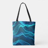 Neon waves of numerous abstract lines and rows com トートバッグ (裏面)