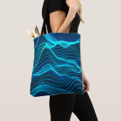 Neon waves of numerous abstract lines and rows com トートバッグ (クローズアップ)