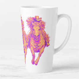 Neon Western Horse Cowgirl Art カフェラテマグ