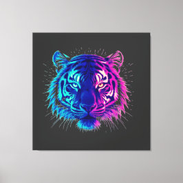 Neon White Tiger – Glowing Cyberpunk Wildlife Art キャンバスプリント