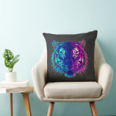 Neon White Tiger – Glowing Cyberpunk Wildlife Art クッション (椅子)