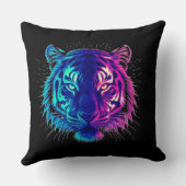 Neon White Tiger – Glowing Cyberpunk Wildlife Art クッション (裏面)