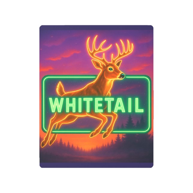 Neon Whitetail Buck Sign メタルプリント (正面)