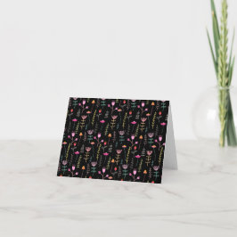 Neon Wildflowers on Black (メッセージ空白の用) カード