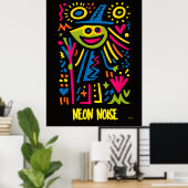 Neon Witch Poster – Vibrant Pop Art Halloween Desi ポスター (ホームオフィス)
