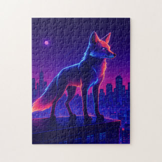 Neon Wolf Above the City ジグソーパズル