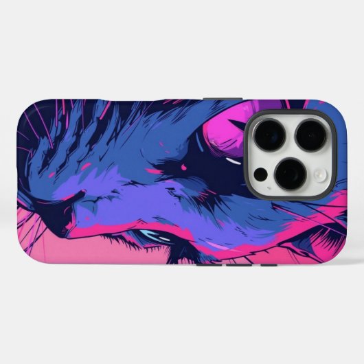 Neon Wolf Abstract Art iPhone Case – Bold Cyberpun Case-Mate iPhoneケース (裏面 (横))