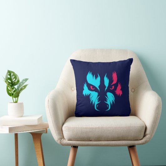 Neon Wolf Face クッション (椅子)