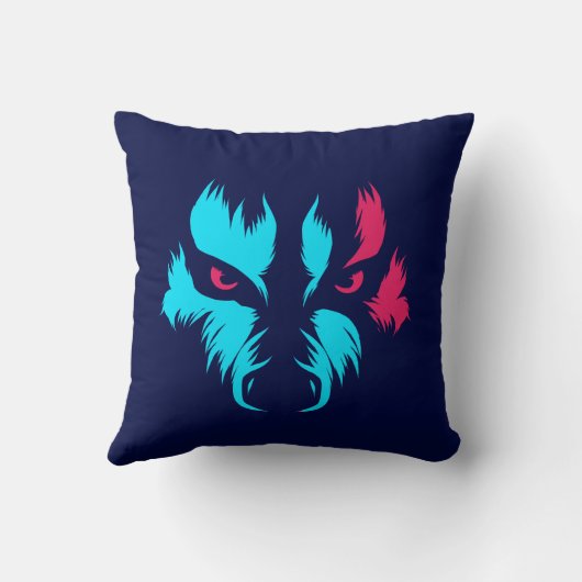 Neon Wolf Face クッション (裏面)