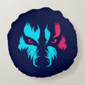 Neon Wolf Face ラウンドクッション (裏面)