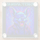 Neon wolf Party Animal – Colorful Retro Graphic ガラスコースター (裏面)