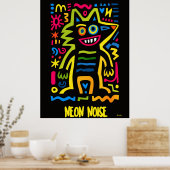 Neon Wolf Poster – Pop Art Halloween Design  ポスター (キッチン)