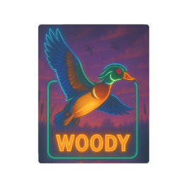Neon Wood Duck Sign メタルプリント
