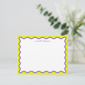 Neon Yellow-Green & Purple Wavy Note Card 招待状 (スタンド正面)