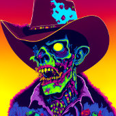Neon Zombie Cowboy スクエアシール