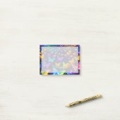 Neonfarbener Notizzettel mit Schmetterlingsmotiv ポストイット (デスク上)