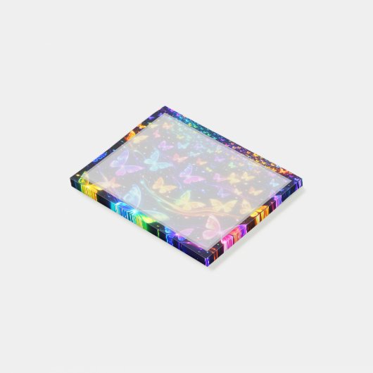 Neonfarbener Notizzettel mit Schmetterlingsmotiv ポストイット (アングル)