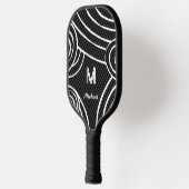 NeonLine 1黒の編集可能な名前とイニシャル ピックルボールラケット (左)