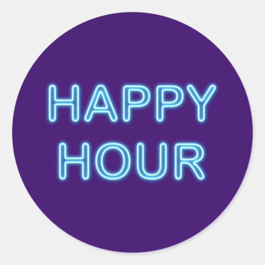 Neonreklame neon sign Happy Hour ラウンドシール (正面)