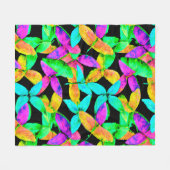 Neonscapeリーフパターン フリースブランケット (正面(横))