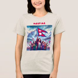 NEPALスペシャルカスタマイズ可能なブルー観光客 トライブレンドTシャツ