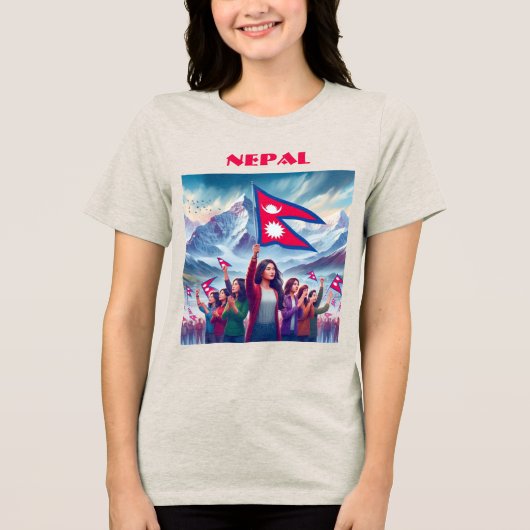 NEPALスペシャルカスタマイズ可能なブルー観光客 トライブレンドTシャツ (正面)