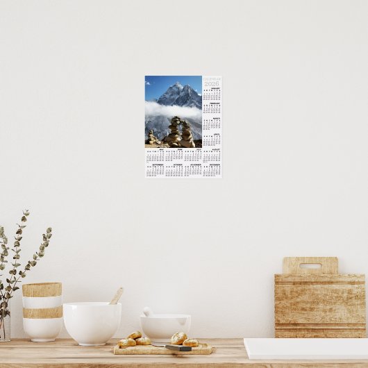 Nepal Calendar 2026, Ama Dablan, Sagarmatha ポスター (キッチン)