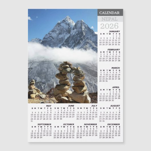 Nepal Fridge Calendar 2026, Ama Dablan, Sagarmatha (正面)