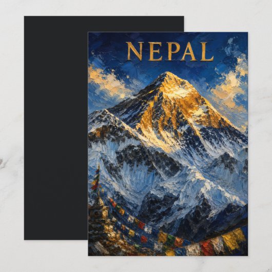 Nepal: Golden Sunrise Mount Everest Art Souvenir (正面/裏面)