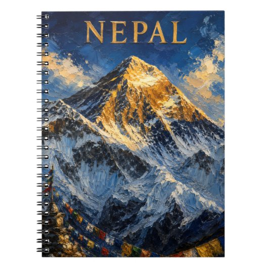 Nepal: Golden Sunrise Mount Everest Art Souvenir ノートブック (正面)