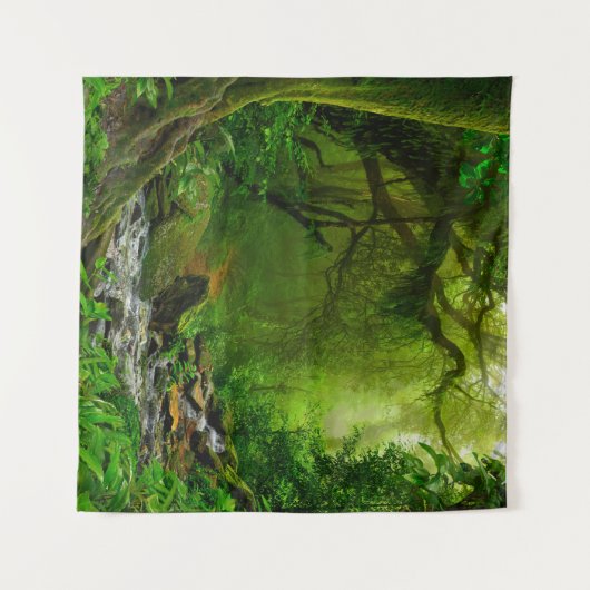 Nepal jungle with riverjungle,forest,ground,river, タペストリー (正面(横))