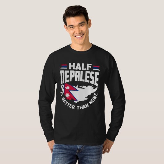 Nepalese Nepal Nepalese Flag Half Nepalese Tシャツ (正面フル)