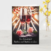 Nephew and Husband Anniversary with Pink Champagne カード (黄色い花)